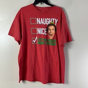 Celebrate Together Elf Men’s Red U-Neck Short Sleeves Graphic T-shirt Size L